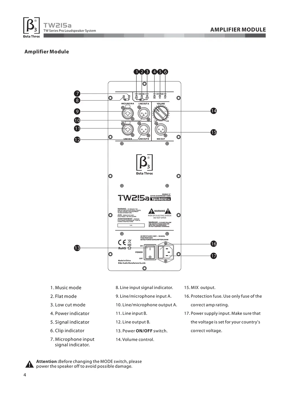 اسپیکر باند اکتیو Beta3 TW215a
